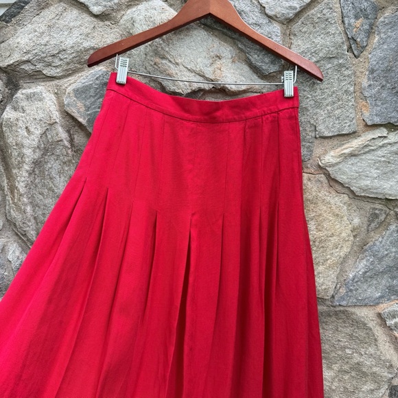 Vintage 90s Long Pleated Red Midi Skirt Womens 8 - Picture 2 of 6